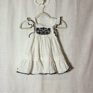 Max Studio Kids 3T White Embroidered Flutter Sleeve Dress Lined Boho Cottagecore